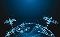 Digital Wireframe satellites in space - Adobe Stock