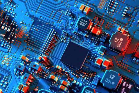 zoomed in shot of electronic circuit board