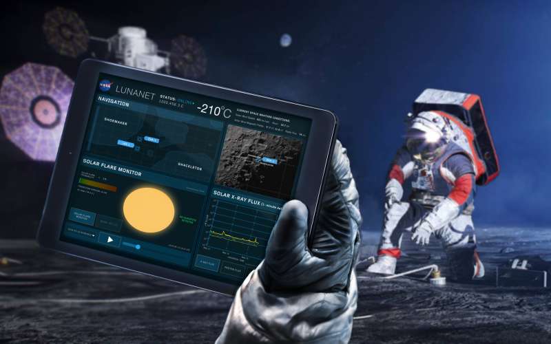 Lunanet concept art on lunar surface