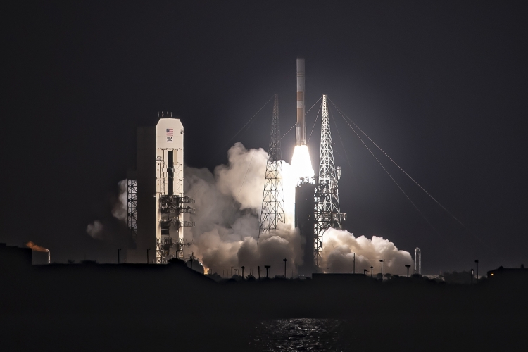 WGS mission launching at night