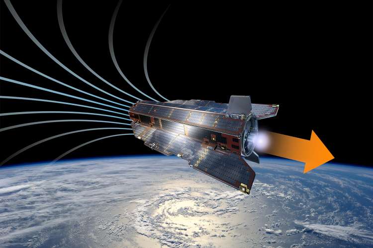 Air-scooping satellite illustration