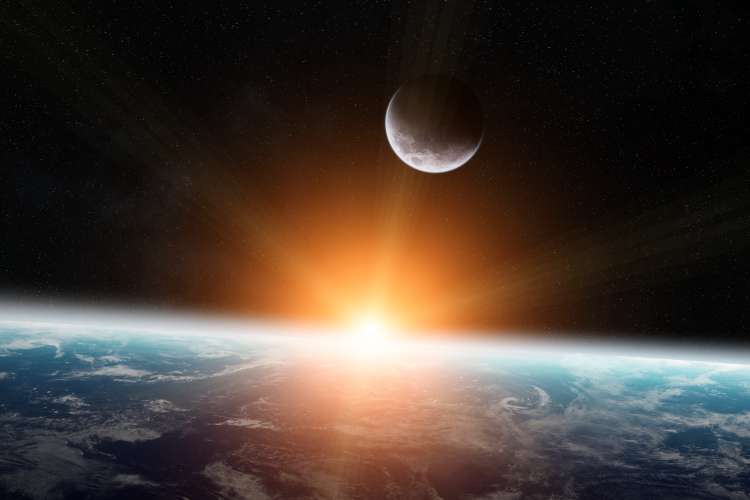 Moon and Earth