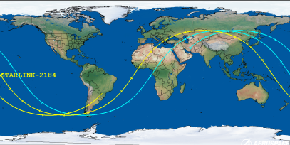 STARLINK-2184 (ID 47766) Reentry Prediction Image